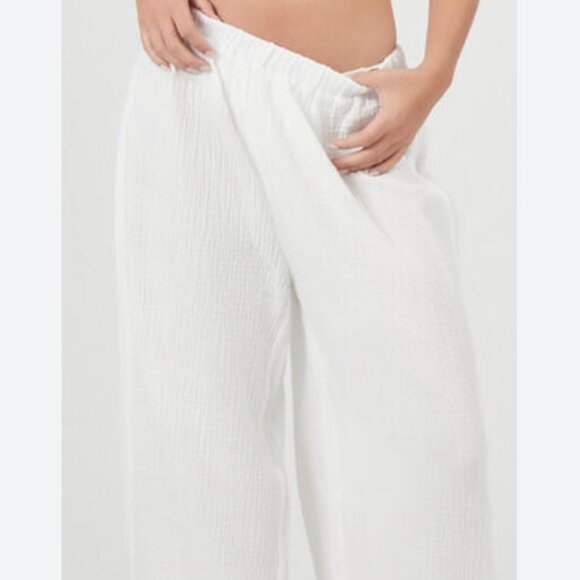 4OUR DREAMERS WHITE COTTON GAUZE PANTS SZ L - Picture 1 of 6